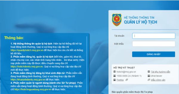 Truy cập phần mềm/website Quản lý hộ tịch để tra cứu thông tin